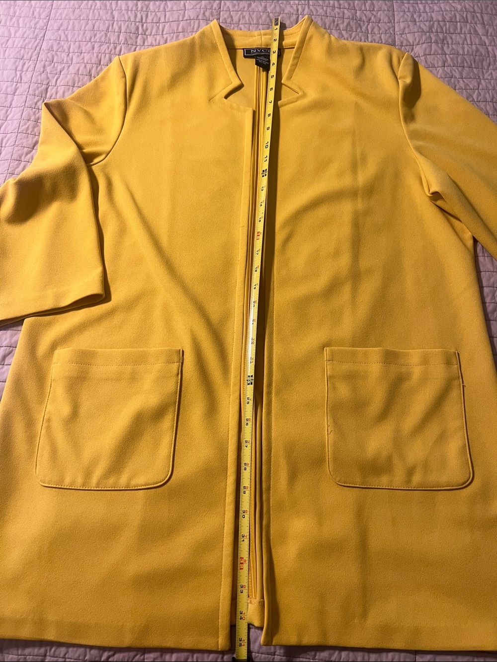 NY&C Women's Bright Mustard Open-Front Blazer Jacket - Picture 10 of 14